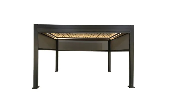 Pergola Dallas z LED in sončno zaščito - barva: antracit, dolžina: 4000 mm, širina: 3000 mm, višina: 2500 mm
