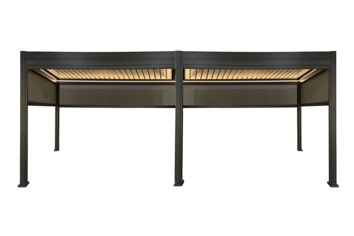 Pergola Dallas z LED in sončno zaščito - barva: antracit, dolžina: 6000 mm, širina: 3000 mm, višina: 2500 mm