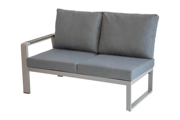 lounge sofa 2-sed levo Lissabon iz aluminija - barva aluminija: siva aluminij, barva blaga: temno siva