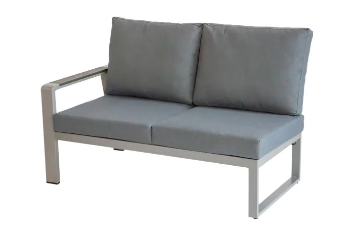 lounge sofa 2-sed levo Lissabon iz aluminija - barva aluminija: siva aluminij, barva blaga: temno siva