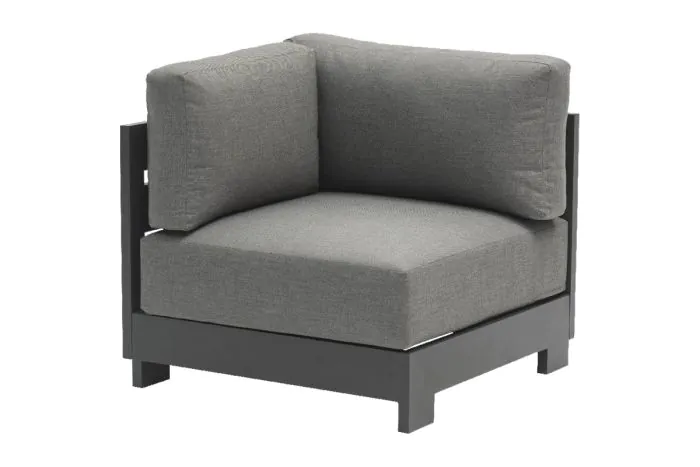 lounge vogalnim kavčem London iz aluminija - barva: antracit, mere: 840 x 840 x 670 mm