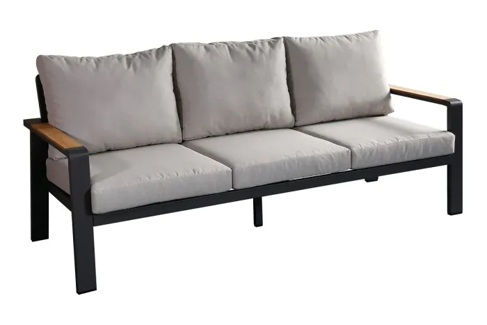 lounge sofa 3-sed Lissabon iz aluminija - barva aluminija: antracit, barva blaga: svetlo siva