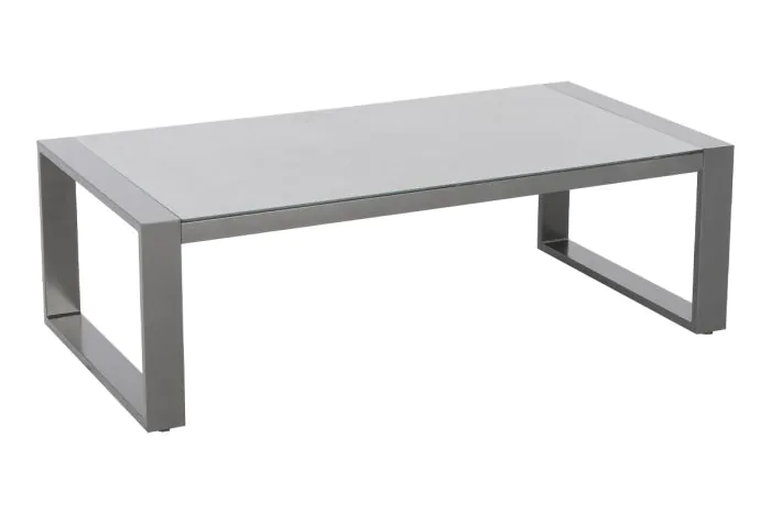 Stranska mizica s stekleno ploščo Toledo iz aluminija - barva: sivi aluminij, dolžina: 1280 mm, širina: 650 mm, višina: 410 mm