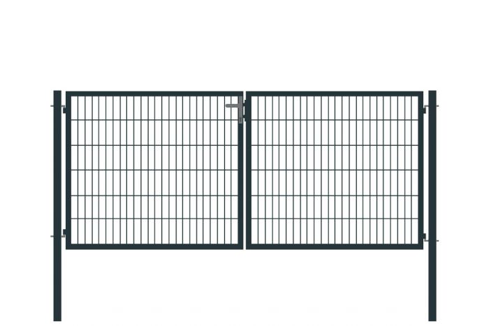 Vrata s cevnim okvirjem Basic 2-krilna - Opis: barvano antracit, Višina v cm: 143, Skupna širina v cm: 270, Prehodna širina v cm: 250