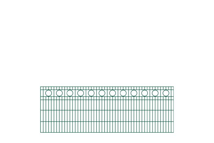 Okrasna ograja Rom – 251 cm dolžina - cinkano ali barvano: barvano zeleno, višina v cm: 83, dolžina v cm: 251