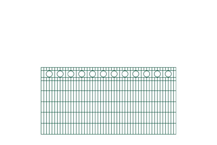 Okrasna ograja Rom – 251 cm dolžina - cinkano ali barvano: barvano zeleno, višina v cm: 123, dolžina v cm: 251