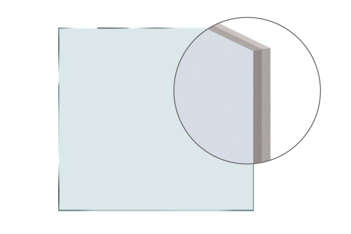 Vezano varnostno steklo 2 x 10 mm - Izvedba: Z mat belo folijo,  Vrsta stekla: ESG,  Napotek: cena za m²