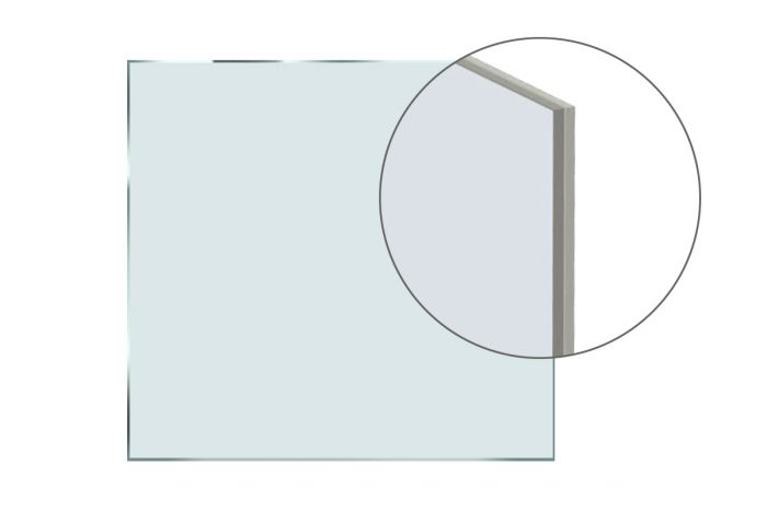 Vezano varnostno steklo 2 x 4 mm - Izvedba: Z mat belo folijo,  Vrsta stekla: ESG,  Napotek: cena za m²