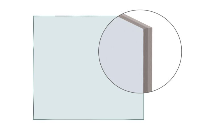 Vezano varnostno steklo 2 x 8 mm - Izvedba: Z mat belo folijo,  Vrsta stekla: ESG,  Napotek: cena za m²