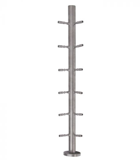 ograjni steber, vogalni steber za talno pritrditev, z rozeto, gibljiv, 12 nosilcev jeklenice