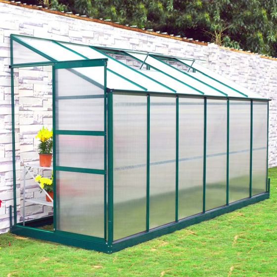Toplogredna hiška model Wasabi - Barva: zelena, Izvedba: plastično steklo, Dolžina: 3650 mm, Širina: 1240 mm, Višina: 2210 mm