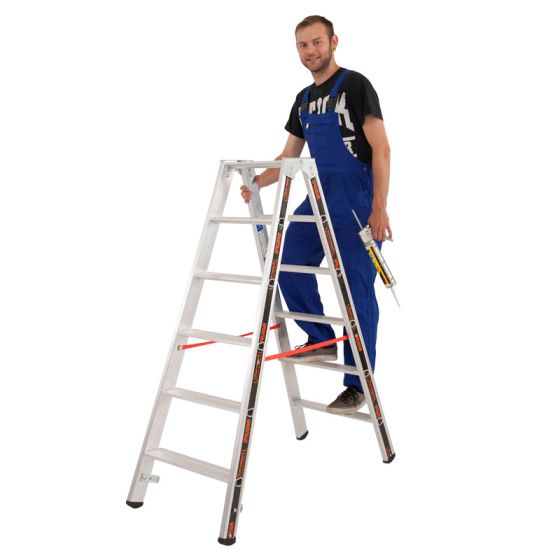 Klettermax Universal Plus aluminijasta dvodelna stopničasta lestev – Število stopnic: 2 x 3 Dolžina pribl.: 0,75 m