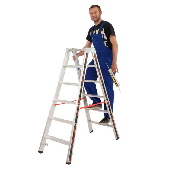 Klettermax Universal Plus aluminijasta dvodelna stopničasta lestev – Število stopnic: 2 x 3 Dolžina pribl.: 0,75 m