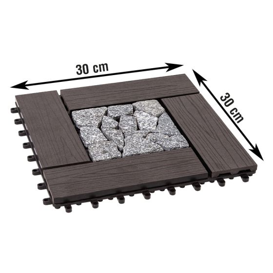 WPC ploščice za terase / kamen Salzburg - prerez: 300 x 300 mm