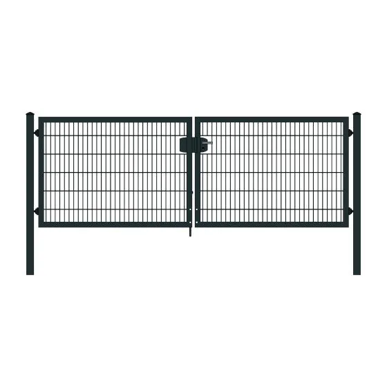Rohrrahmenflügeltor 2-flügelig - Ausführung: anthrazit beschichtet, Höhe: 123 cm, Durchgangslichte: 350 cm