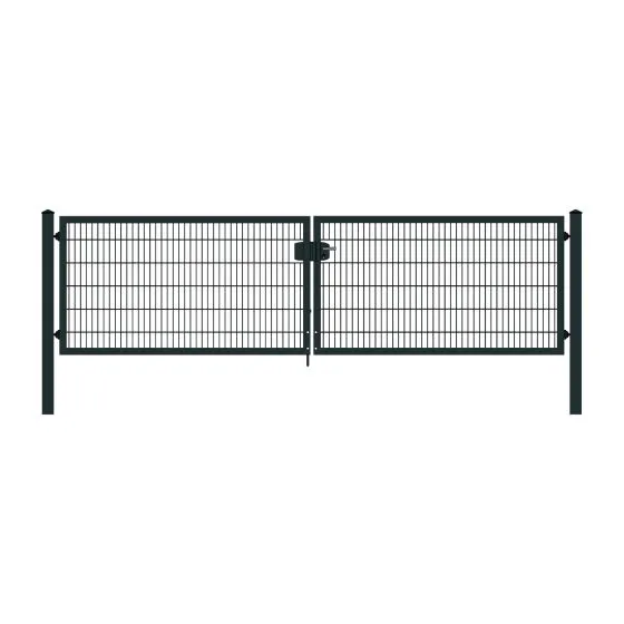 Rohrrahmenflügeltor 2-flügelig - Ausführung: anthrazit beschichtet, Höhe: 123 cm, Durchgangslichte: 450 cm