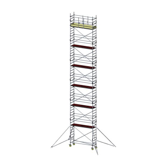 Alu prenosna lestev Mod. D nova norma MOBILE - Širina: 0,70 m - Konstrukcija: 2,50 m, delovna višina: 14,30 m