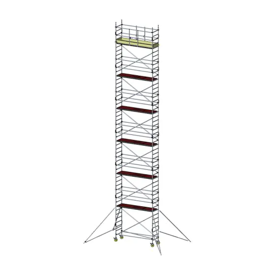 Alu prenosna lestev Mod. D nova norma MOBILE - Širina: 0,70 m - Konstrukcija: 2,50 m, delovna višina: 14,30 m