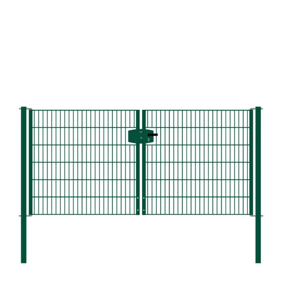 Vrata-žična rešetka David 2 - krilna 271 cm široka - cinkano ali barvano: barvano zeleno, višina v cm: 123, širina v cm: 271, Teža v kg: 47,35