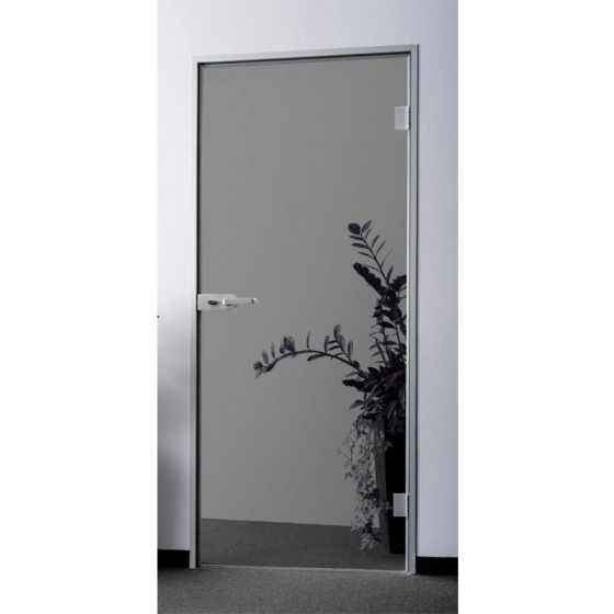 Steklena vrata ESG 8 mm - Izvedba: siva, vratno krilo: 821 x 2013 mm (Š x V), svetli gradbeni odprtini: 850 x 2035 mm (Š x V)