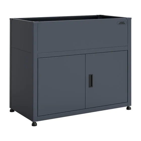 Visoka greda Julia s prostorom za shranjevanje iz jekla – barva: antracit, mere (D × Š × V): 100 × 50 × 85 cm
