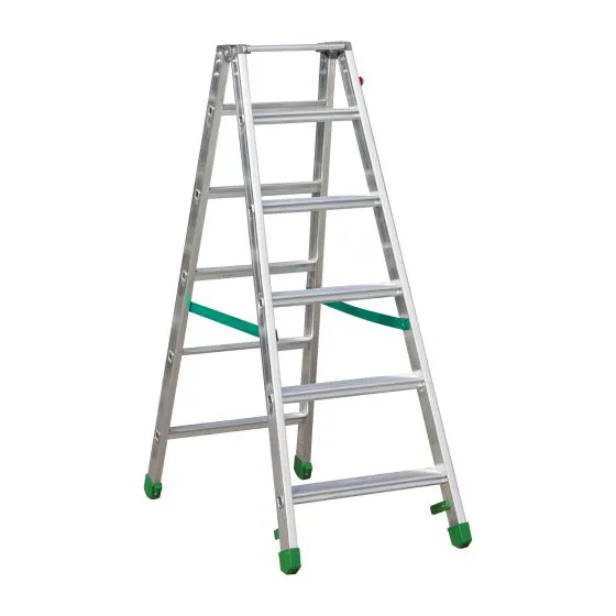 Aluminijasta A-lestev s stopnicami Light Star - Število stopnic: 6, teža v kg: 7,8, B (cm): 130, C (cm): 113, D (cm): 15,5, E (cm): 50, F (cm): 230, H (cm): 141