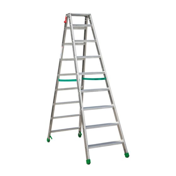 Aluminijasta A-lestev s stopnicami Light Star - Število stopnic: 9, teža v kg: 11,8, B (cm): 199, C (cm): 169, D (cm): 15,5, E (cm): 59,5, F (cm): 299, H (cm): 215