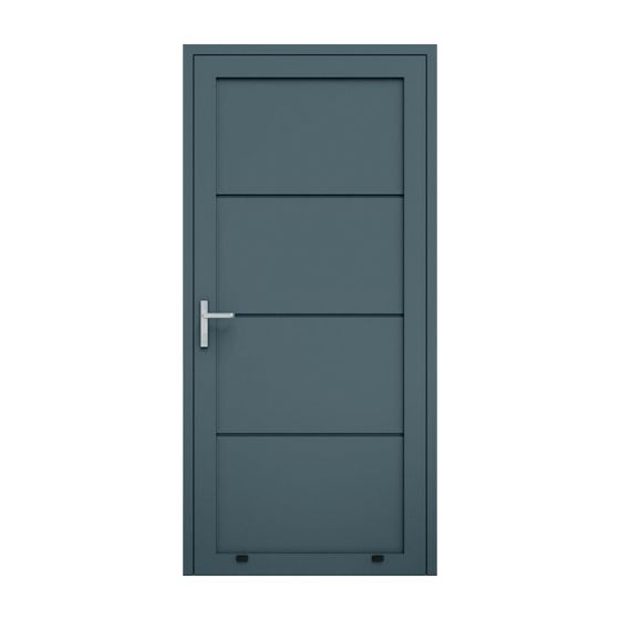 Aluminijasta stranska prehodna vrata, 1-krilna - mere: 1000 x 2000 mm (Š x V), barva: antracit RAL 7016, omejevalnik: znotraj levo - DIN levo