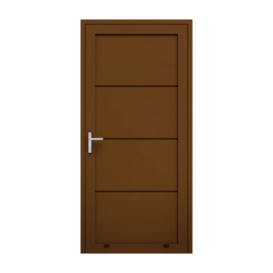 Aluminijasta stranska vhodna vrata, 1-krilna - mere: 1000 x 2000 mm (Š x V), barva: rjava RAL 8014, omejevalnik: znotraj levo - DIN levo