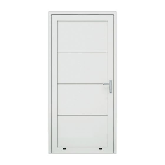 Aluminijasta stranska vhodna vrata, 1-krilna - mere: 1000 x 2000 mm (Š x V), barva: bela RAL 9016, omejevalnik: znotraj desno - DIN desno