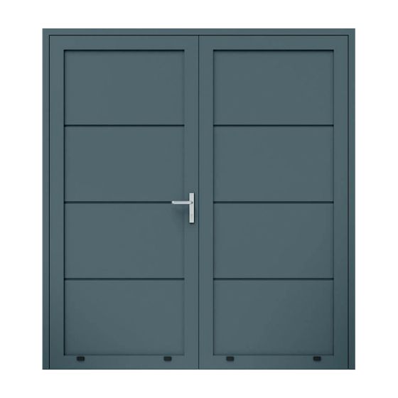 Aluminijasta stranska vhodna vrata, 2-krilna - mere: 2000 x 2000 mm (Š x V), barva: antracit RAL 7016, omejevalnik: znotraj desno - DIN desno