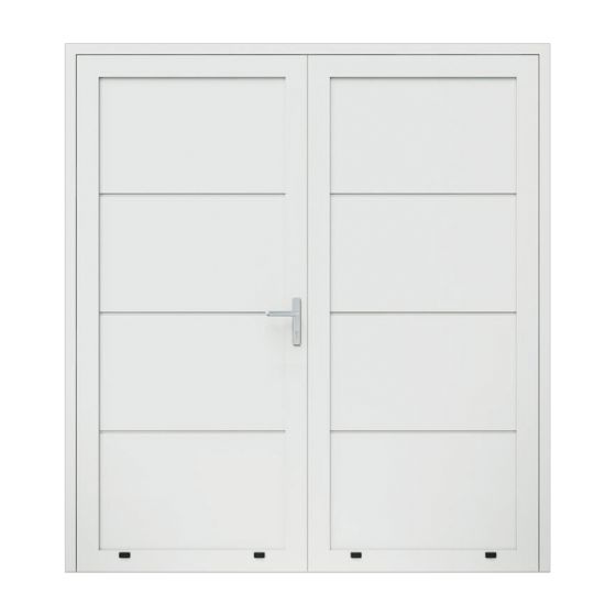 Aluminijasta stranska vhodna vrata, 2-krilna - mere: 2000 x 2000 mm (Š x V), barva: bela RAL 9016, omejevalnik: znotraj desno - DIN desno