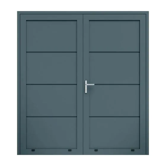 Aluminijasta stranska vhodna vrata, 2-krilna - mere: 2000 x 2000 mm (Š x V), barva: antracit RAL 7016, omejevalnik: znotraj levo - DIN levo
