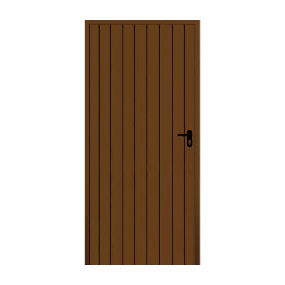 Jeklena stranska vhodna vrata, 1-krilna z izolacijo - mere: 900 x 2000 mm (Š x V), barva: rjava RAL 8014, omejevalnik: zunaj levo - DIN levo