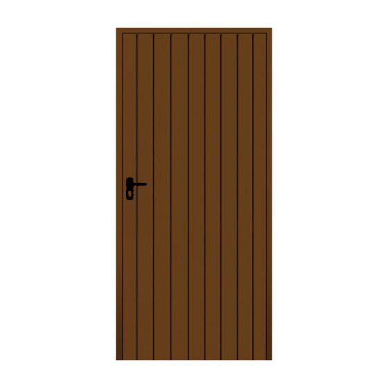 Jeklena stranska vhodna vrata, 1-krilna z izolacijo - mere: 900 x 2000 mm (Š x V), barva: rjava RAL 8014, omejevalnik: zunaj desno - DIN desno