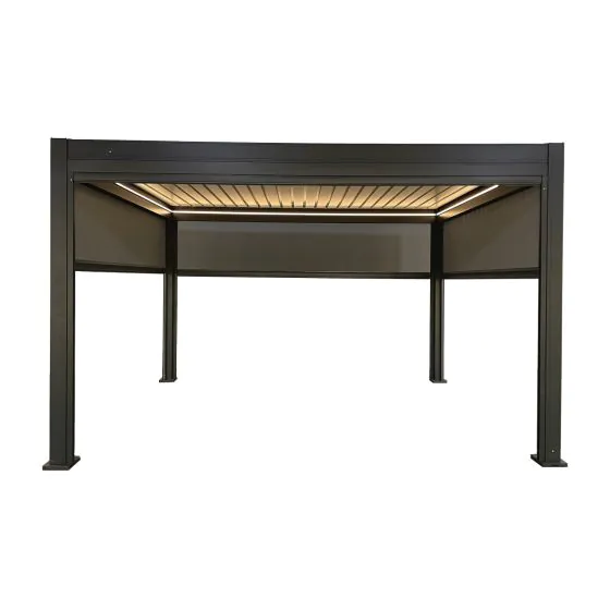 Pergola Dallas z LED in sončno zaščito - barva: antracit, dolžina: 4000 mm, širina: 3000 mm, višina: 2500 mm