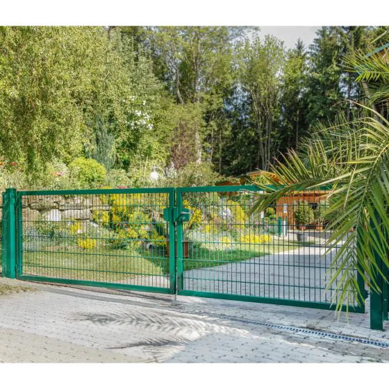 Vrata Vario s cevnim okvirjem, dvokrilna - Opis: Zeleno ali antracit, Višina v cm: 103, Skupna širina v cm: 266, Prehodna širina v cm: 250