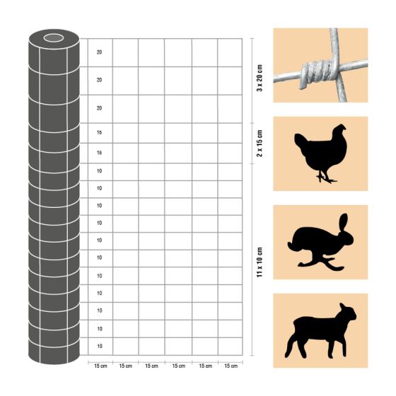 Taurus – lahka izvedba - Višina: 200 cm,  Število vodoravnih žic: 17,  Teža: 42 kg