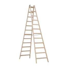 Lesena A-lestev model HZ - število prečk: 2 x 12, dolžina lesve pribl. (m): 3,76 m