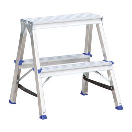 A-lestev z obojestranskimi stopnicami mod. KDSS - število prečk: 2 x 2, Višina zgornjih stopnic: 0,43 m, teža kg: 2,5