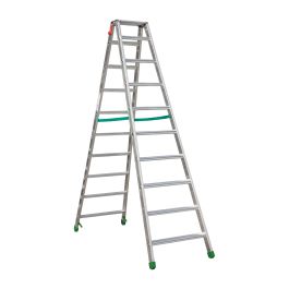 Aluminijasta A-lestev s stopnicami Light Star - Število stopnic: 10, teža v kg: 13,6, B (cm): 223, C (cm): 184, D (cm): 15,5, E (cm): 62, F (cm): 323, H (cm): 241