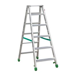 Aluminijasta A-lestev s stopnicami Light Star - Število stopnic: 6, teža v kg: 7,8, B (cm): 130, C (cm): 113, D (cm): 15,5, E (cm): 50, F (cm): 230, H (cm): 141