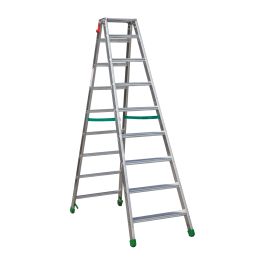 Aluminijasta A-lestev s stopnicami Light Star - Število stopnic: 9, teža v kg: 11,8, B (cm): 199, C (cm): 169, D (cm): 15,5, E (cm): 59,5, F (cm): 299, H (cm): 215
