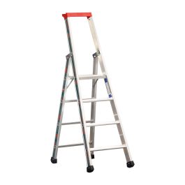 Euro-Profi A-lestev s stopnicami Mod. S32577 - število stopnic: 4, dolžina lestve (m): 1,65, delovna višina (m): 2,75, višina podesta (m): 0,95, širina spodaj (m): 0,49, izteg (m): 0,85