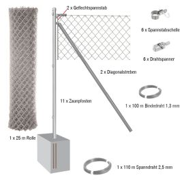 Kompletna naprava za 25 metrov žičnatega ograjenja Dingo - Barva: pocinkana, Višina: 100 cm, Izvedba: za betoniranje