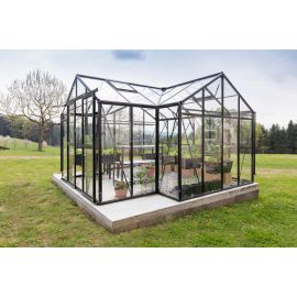 Toplogredna hiška model Chili - barve: črna, Zasteklitev: pravo steklo 4 mm, dolžina: 3190 mm, višina: 3770 mm, širina: 2500 mm