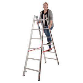 Klettermax Universal Plus aluminijasta dvodelna stopničasta lestev – Število stopnic: 2 x 6 Največja dolžina: 1,80 m