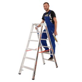 Klettermax Universal Plus aluminijasta dvodelna stopničasta lestev – Število stopnic: 2 x 12 Dolžina pribl.: 3,00 m