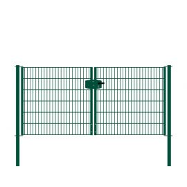 Vrata-žična rešetka David 2 - krilna 271 cm široka - cinkano ali barvano: barvano zeleno, višina v cm: 123, širina v cm: 271, Teža v kg: 47,35
