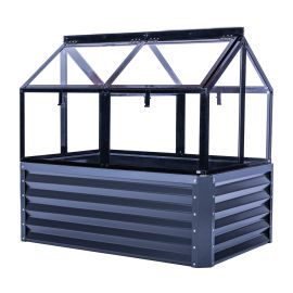 Aluminijasta visoka greda z nastavkom za toplo gredo – dolžina: 120 cm, širina: 80 cm, višina: 116 cm